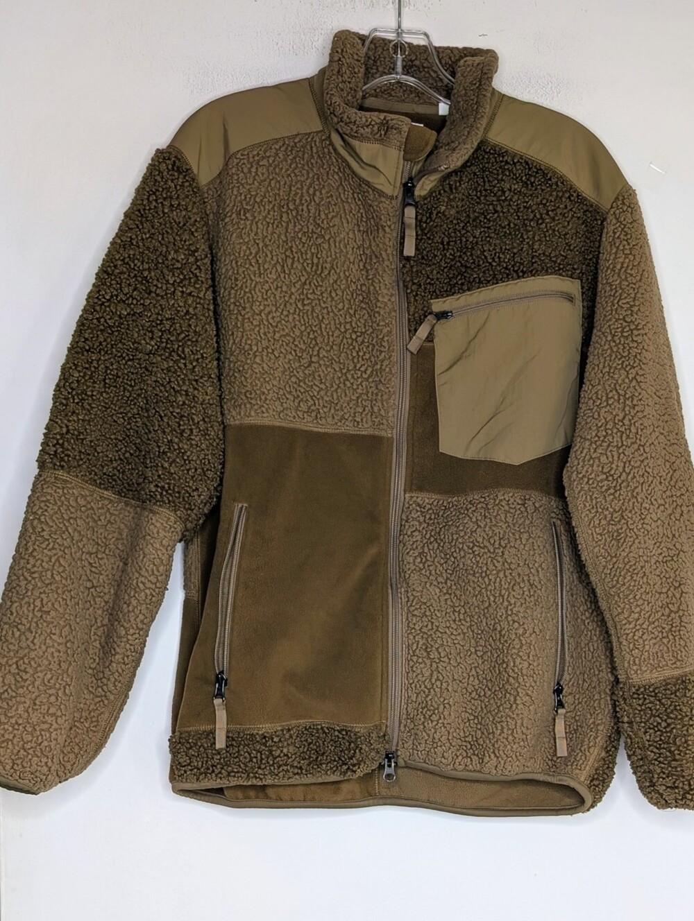 Engineered Garments x Uniqlo Men's Tan Fleece Patchwork Full-Zip Jacket , Small